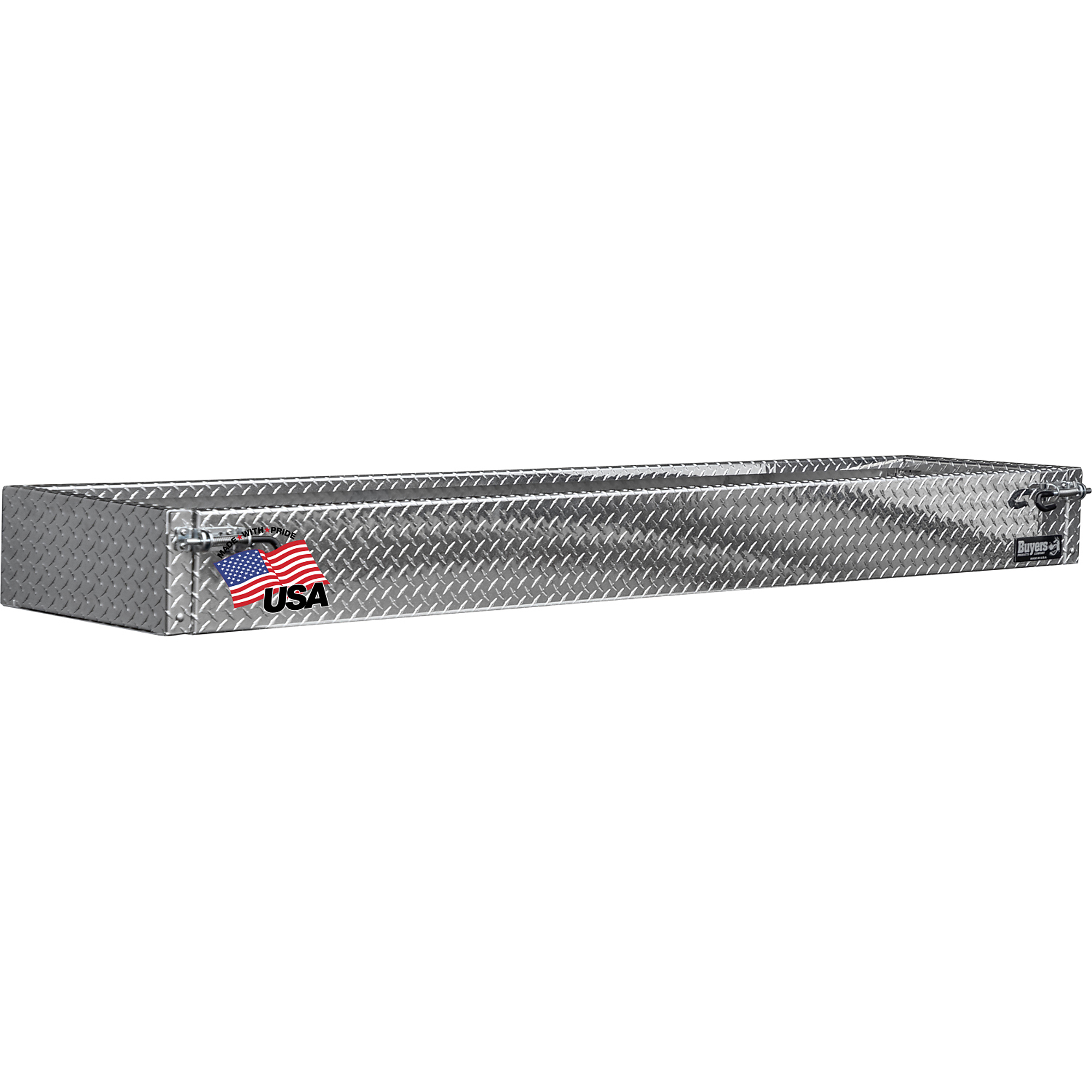 Buyers Products 9.5x18x96 Heavy-Duty Diamond Tread Aluminum Open-Top Cargo Basket With Drop Door ,Model# 1744196
